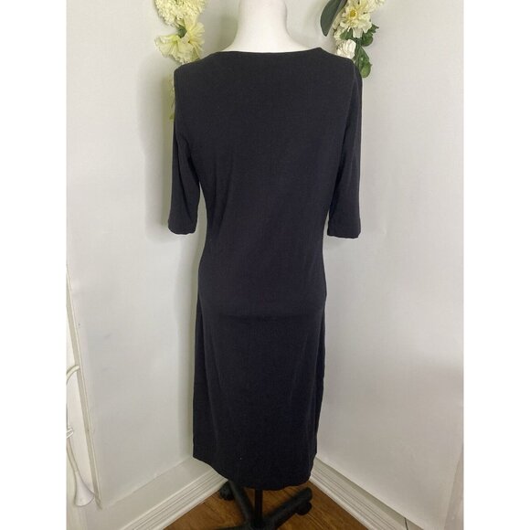 Diane Von Furstenberg Women Scoop Neck Short Sleeve Midi Dress Black Size Large - Picture 12 of 16